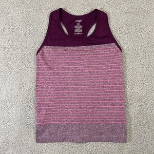 Danskin Now Women Loose Fit Scoop Neck Striped Activewear Tank Top Size S Small